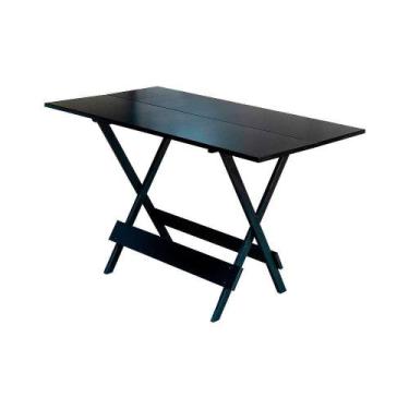 Imagem de Mesa Para Bar E Café Dobravel De Madeira 1,20x70 - Preto - Preto - MEG