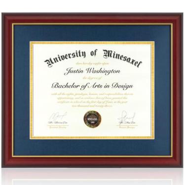 Imagem de Diploma Frame Minesaxel 14x17 cm com tapete azul para 16x20 cm