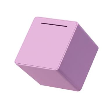 Imagem de Cofrinho de 15 cm para adultos para economia, caixa de plástico ABS para economia de dinheiro, cofrinho adulto obrigatório para abrir (roxo)