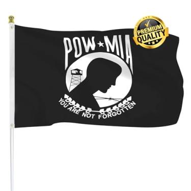 Imagem de ROTERDON Pow Mia Flags 3x5 Outdoor Double Sided, 3 Ply Heavy Duty Pow Flag para exterior com 2 ilhós de latão, proteção UV, resistente ao desbotamento para caminhões internos e externos