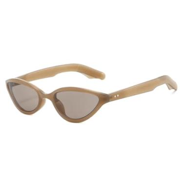 Imagem de Óculos de sol estilo gatinho feminino com rebites retrô, armação em formato de olho de gato, UV400 (Jelly Tea Light Tea)