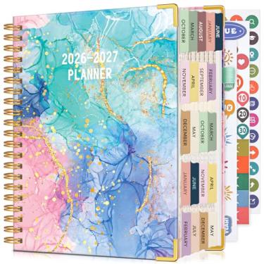 Imagem de Agenda 2025-2027, agenda de 21 meses semanal e mensal de outubro de 2025 a junho de 2027, 21,6 cm x 28 cm A4 grande capa dura agenda agenda livro 2026 com abas, calendário anual espiral para escola
