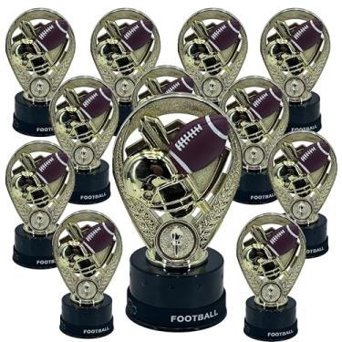 Imagem de Express Medals Pacote com 12 troféus de futebol de 15 cm com pulseiras, Tackle Flag Touch Trophy Award Recognition Champion Player Team
