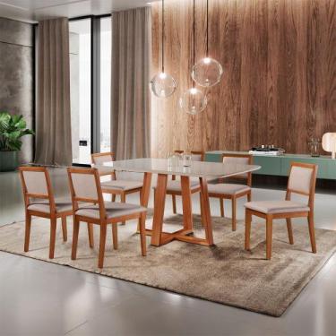 Imagem de Conjunto Sala de Jantar Atenas 6 Lugares Aline Mesa Móveis Mundial e C