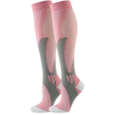 Imagem de Meia De Compressão Esportiva Cano Alto 3/4 Corrida Ciclismo Para Trata