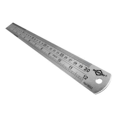 Imagem de Régua Em Aço Inox Brasfort De 30 Cm. Milimetro E Polegadas