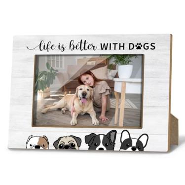 Imagem de Porta-retrato para cães, presentes de luto para cães, Life is Better With Dog, 10 x 15 cm, decoração de prateleira de mesa/03