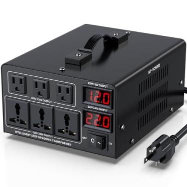 Imagem de Conversor de tensão 5000W (110 V para 220 V ou 220 V para 110 V), conversor step-up/down 110/120 volts - 220/240 volts com cabo de alimentação dos EUA, proteção contra disjuntor, tela LCD