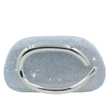 Imagem de Boutique De FGG Mini bolsa clutch de strass para mulheres, formal, bolsas noturnas, bolsas de mão de cristal brilhante, bolsas de casamento, Prata, Mini