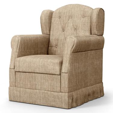 Imagem de Poltrona de Amamentação e Descanso Fixa Lucy P04 Linho Bege Escuro - Mpozenato