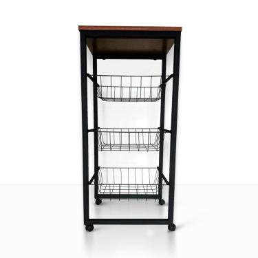 Imagem de Fruteira De Chão Cozinha Em Aço Mdf