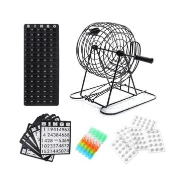 Imagem de Lucena Presentes Jogo de Bingo Profissional Completo, Preto, com Globo Metálico, 75 Bolas Numeradas, 18 Cartelas, 150 Marcadores