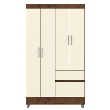 Imagem de Guarda-roupa Solteiro 4 Portas 2 Gavetas Com Pés Ideval Imbuia-champanhe