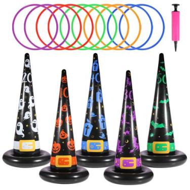 Imagem de Conjunto de jogos Ring Toss Yeepoo Halloween com chapéus de bruxa infl