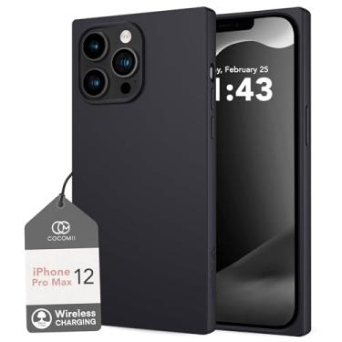 Imagem de Cocomii Capa quadrada de silicone para iPhone 12 Pro Max, fina, fosca, macia, silicone, borracha, gel, seda, microfibra, tecido, tecido, caixa, porta-malas, bordas quadradas, capa amortecedora compatível com Apple iPhone 12 Pro Max 6,7 polegadas (preta)