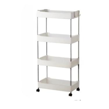 Imagem de Carrinho Organizador Móvel Com 4 Prateleiras Para Diversos Itens Com Rodinha(Branco,M)