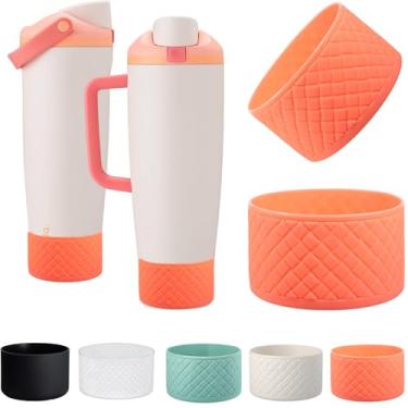 Imagem de [Pacote com 2] Bota de silicone para Owala Sway FreeSip 850 g e garrafa de 1134 g - Capa protetora antiderrapante, capa de base à prova de choque, para protetor inferior Owala Free Sip (laranja