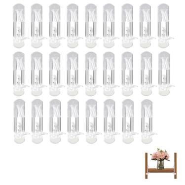 Imagem de KAKUPPA 25 clipes de prateleira de armário, pinos de suporte de prateleira de plástico com trava, pino de 6,9 mm x pinos de prateleira de 0,9 mm de espessura para móveis de armário de cozinha, clipes