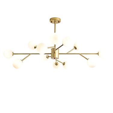 Imagem de Lustre Globo de Vidro Lustre de meados do século Luminária pendente com hastes ajustáveis Iluminação suspensa para sala de jantar Quarto Cozinha Sala de estar Hall de entrada (preto, 18 cabe