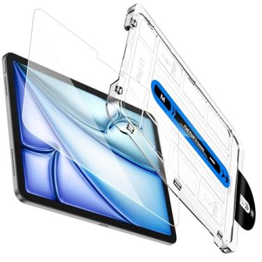 Imagem de JSUSOU Protetor de tela para iPad Air 11 M2 2024, filme de vidro temperado com bandeja de instalação para iPad Air 7ª/6ª geração de 28 cm - compatível com capa anti-impressão digital, sensível ao