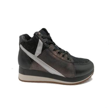 Imagem de Tênis de plataforma femininos em material ecológico preto com detalhes