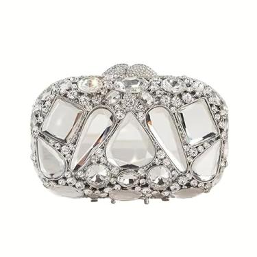 Imagem de GSYPS Bolsa feminina de strass para noite luxuosa com diamante clutch cristal bolsa formal brilhante para formatura e coquetéis, Prata 1