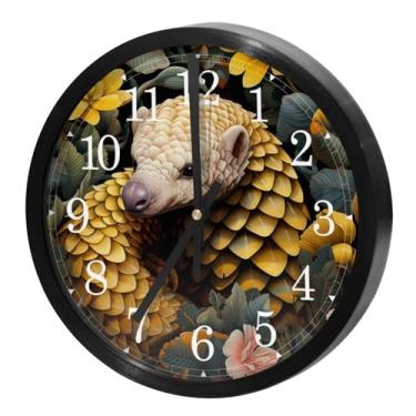 Imagem de LILINWAN Relógio de parede 24 cm sem tique-taque silencioso operado por bateria relógio de parede redondo moderno estilo simples decoração relógio para escritório/escola/quarto/sala de estar