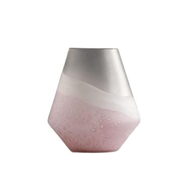 Imagem de xiangfushe Vaso decorativo vaso de vidro 33,7 cm grande decoração vaso de flores arte moderna feita à mão vasos de arranjo de flores quarto sala de estar mesa de jantar decoração vaso de flores rosa