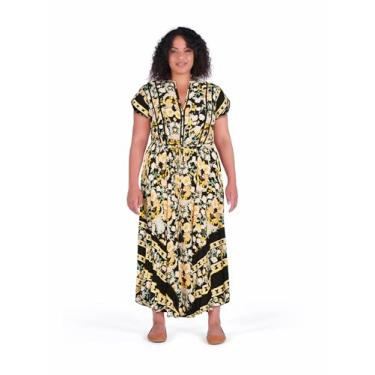 Imagem de City Chic Vestido feminino plus size - Zella Maxi, Estampa preta, 50