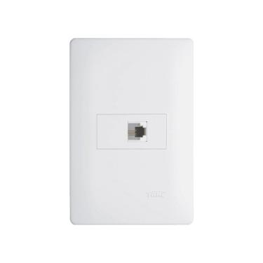 Imagem de Tomada para Telefone Fame Habitat RJ11 4 Vias com Placa 4x2