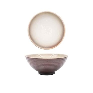 Imagem de WYUYIWH Tigela de ramen de cerâmica tigela grande de sopa de macarrão tigela de macarrão de carne doméstica tigela de macarrão instantâneo frutas (Cor: 2)