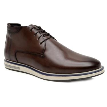 Imagem de Turunelli Calçados Bota Masculina Solado Bicolor Málaga, Coturno em Couro Naturalle, Forro em Couro, Solado Micro Expandido, Cadarço Encerado, Casual Elegante, Numeração 37-43 (Café, Padrao, BR, Adulto, Numérico, 43)