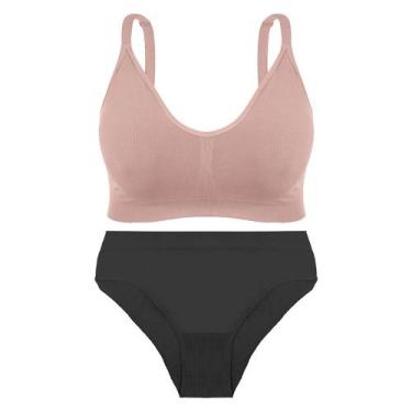 Imagem de Conjunto de Lingerie Lupo Plus Size, Nude, Preto, XG