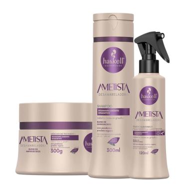 Imagem de Kit Haskell Ametista Desamarelador Shampoo Mascara 300ml/g Fluido