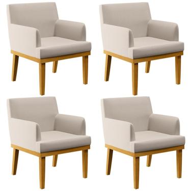 Imagem de Kit 04 Poltronas Decorativas Para Sala de Estar Beatriz W01 Linho Cru - Lyam Decor