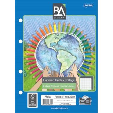Imagem de Refil para Caderno Argolado/Fichário College 80 folhas Quadriculadas Brancas Basic Art - Jandaia