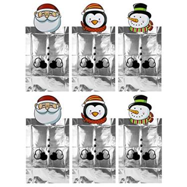 Imagem de REGENT Conjunto de 6 sacos de presente Jumbo/gigante 71 x 91 cm - Papai Noel, boneco de neve, pinguim, decoração de Natal