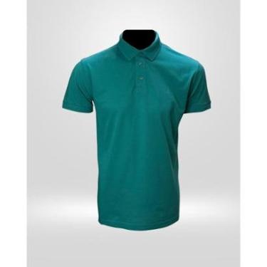 Imagem de Camisa Polo Masculina Gola Crochê Verde Turquesa-Masculino