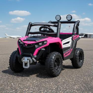 Imagem de Jipe Carro Elétrico Infantil 12V Música Luz Controle Remoto (Rosa)