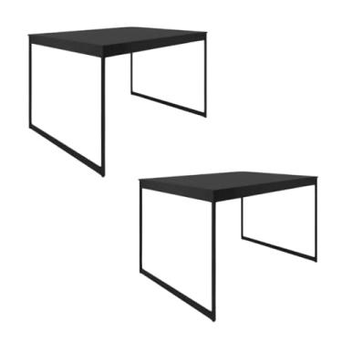 Imagem de Mesa de Jantar Industrial Quadrada 80x80cm com Tampo MDF e Base (Kit Preto 80x80)