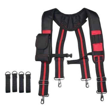 Imagem de Stgfyxgs Cinto de Ferramentas, Suspensão Portátil para Construção, Equipamento de Suspensão para Fazendeiros, Eletricistas, Telhados, Preto E Vermelho, Tamanho real
