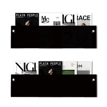 Imagem de ZQDQIUQIU Pacote com 2 porta-revistas de acrílico, suporte de revistas preto de 61 cm, suporte de revistas de acrílico montado na parede para sala de espera, sala de estar, sala de recreação,