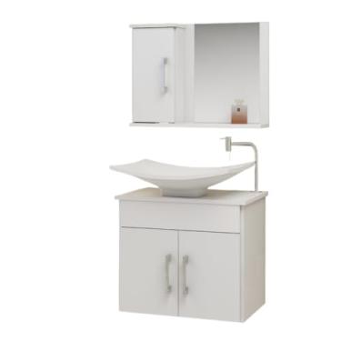 Imagem de Conjunto Bali MDF gabinete para banheiro 50cm com cuba e espelheira(BRANCO)