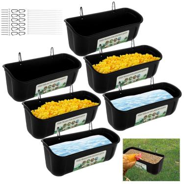 Imagem de LOPYXBR Alimentador de frango, alimentador de porco, bebedouro de porco, cocho e cabra, pato preto, leitão, ovelha, galoeiro, cão, animal, aves, alimentador de plástico, balde de calha