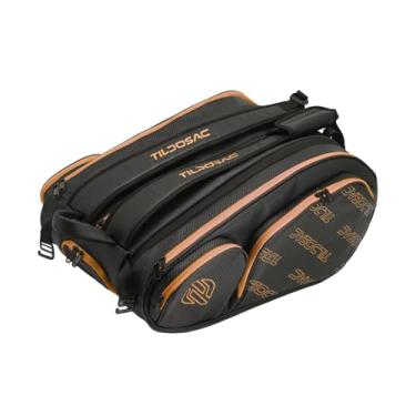 Imagem de oshhni Mochila de tênis para homens e mulheres de grande capacidade portátil com sacola de tênis de alça de ombro ajustável para acampamento esportivo, Preto Amarelo