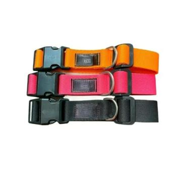 Imagem de Coleira para Cachorro Ajustável Resistente Estilosa Pet Pequeno médio e grande porte((3UN) LARANJA + ROSA + PRETO)