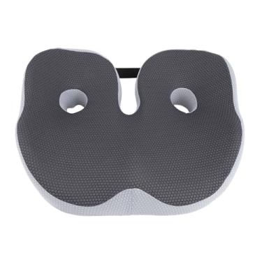 Imagem de Almofada de assento de espuma viscoelástica Suporte em formato de W Almofada para cadeira de escritório ajustável respirável de alta densidade Cinza escuro Conforto ergonômico