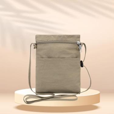 Imagem de Bolsa leve para celular, bolsa pequena de nylon, bolsa transversal para celular com alça de ombro ajustável, Verde, Casual