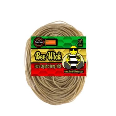 Imagem de 50 pés de pavio de cânhamo 100% orgânico, encerado à mão nos EUA com cera de abelha americana (1,0 mm)