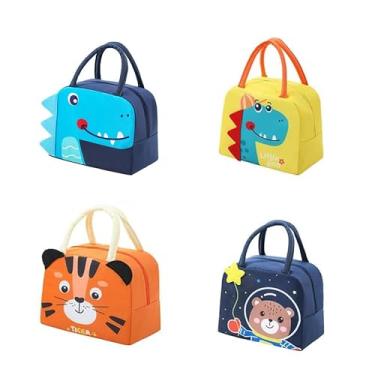 Imagem de Bolsa Térmica Infantil Lancheira Escolar Marmita com Alça e Estampas 3D de Animais Fofos – Isolamento Térmico e Design Impermeável – FLIPSELL (Masculino)